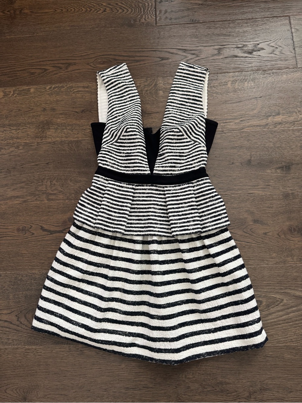 BCBGMaxAzria Black and White Striped Mini Dress